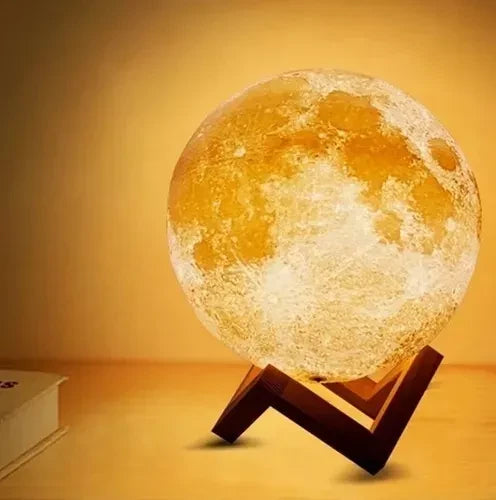 Lámpara Luna3d Luz Led Colores + Base